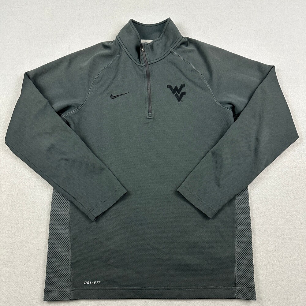 West Virginia Mountaineers Sweater Men Small Gray Nike 1/4 Zip Pullover NCAA S